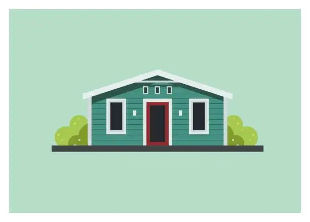 Vector illustration of small wooden home building simple illustration
