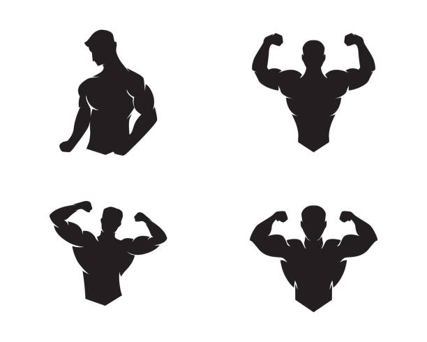 ilustrações, clipart, desenhos animados e ícones de gráfico de aptidão design - adult muscular build athlete beautiful