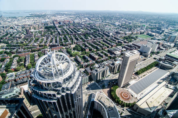 Boston Skyline from above during summer day Boston Skyline from above during summer day prudential tower stock pictures, royalty-free photos & images