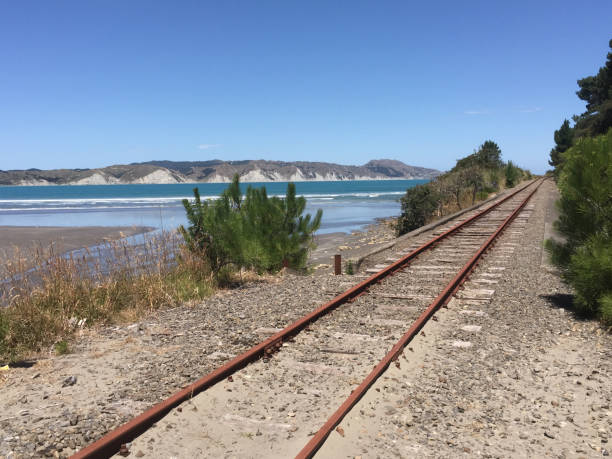 istock Railway tracks by the coast 1024462226