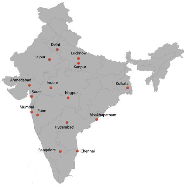 detailed map of the India detailed map of the India with cities bengaluru map stock illustrations