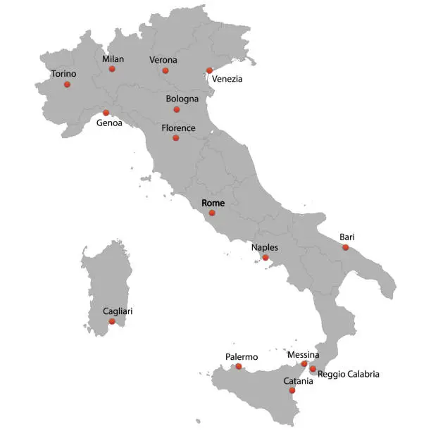 Vector illustration of detailed map of the Italy