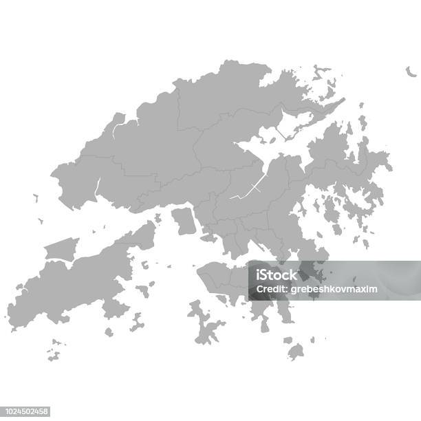 High Quality Map Stock Illustration - Download Image Now - Hong Kong, Map, Gray Color