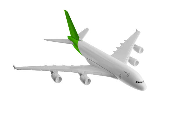 istock Airplane with green color, Isolated on white background. 1024513608