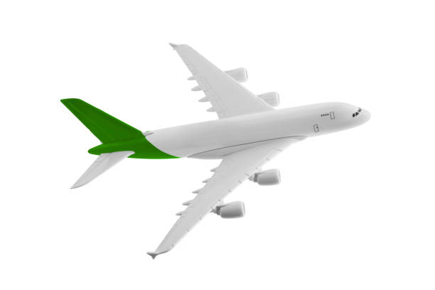 istock Airplane with green color, Isolated on white background. 1024513610