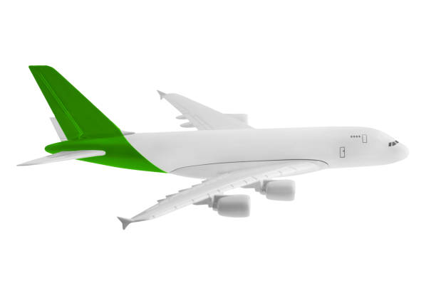 istock Airplane with green color, Isolated on white background. 1024513612