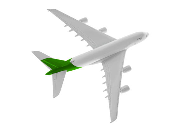 istock Airplane with green color, Isolated on white background. 1024513630