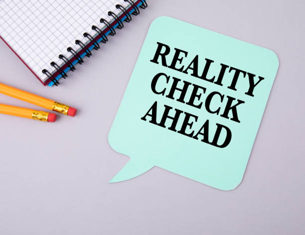 reality check ahead - teaching advice education single word imagens e fotografias de stock
