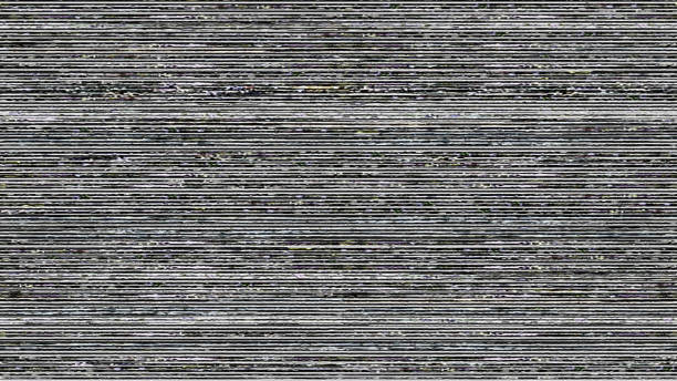 GLITCH - TV screen with scanlines full of noise and interference When communications break down ... no signal, and lots of noise. Soft analog noise. big brother orwellian concept photos stock pictures, royalty-free photos & images