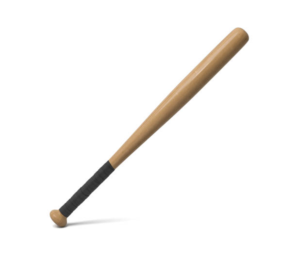 istock 3d rendering of a single wooden baseball bat with a wrapped handle standing on a white background 1024531512