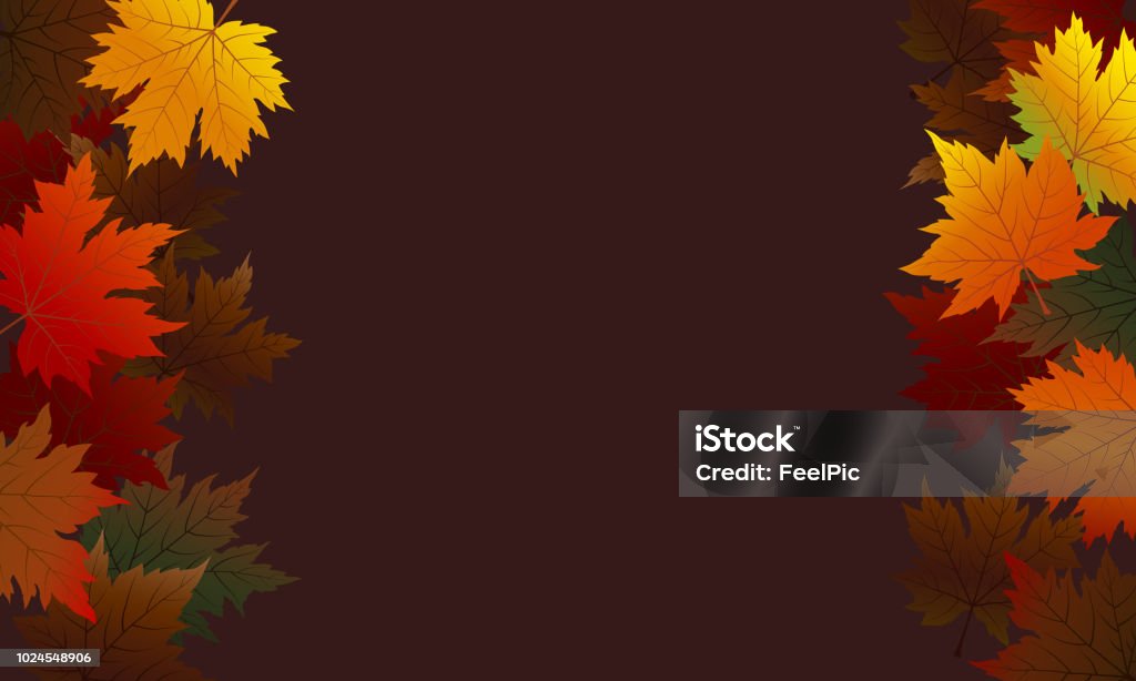 Autumn maple leaves on brown background with copy space vector illustration Autumn stock vector