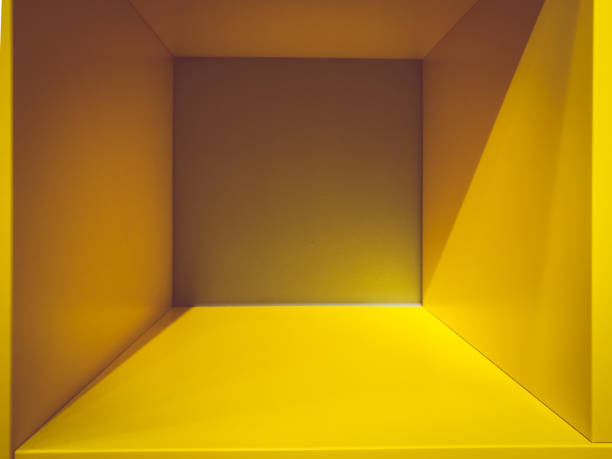 istock Empty yellow gradient room space, interior for design and decoration - abstract background. square box with blank inner space. Empty room interior perspective view. Photobox inside. 1024549160