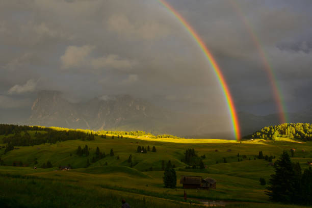 Plattkofel Langkofel mountain rainbow