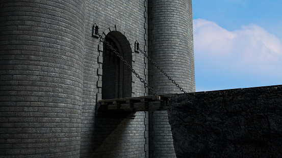 castle drawbridge rendered in 3d.