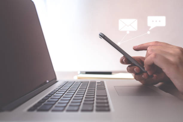 istock Female using smart phone send message and e-mail. Technology and social media concept. 1024552528