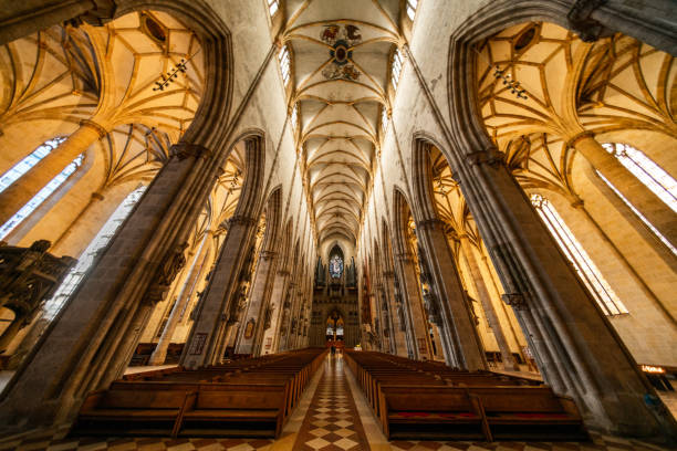Ulm, Germany, Europe- April 3, 2018:  view showing a church in Ulm Germany