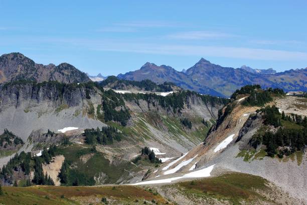 wilde alpine - trail in richtung mount baker - north cascades national park awe beauty in nature cloud stock-fotos und bilder