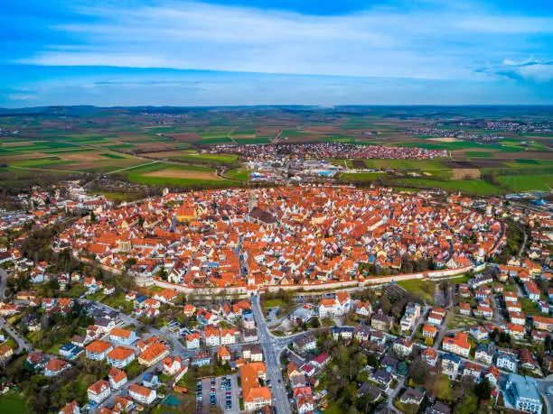 Noerdlingen, Germany, Europe - April 4, 2018:  view of Noerdlingin