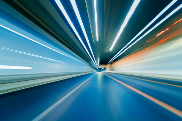 istock Tunnel speed of blue motion lights 1024569368