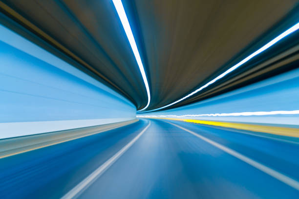 istock Tunnel speed of blue motion lights 1024569468