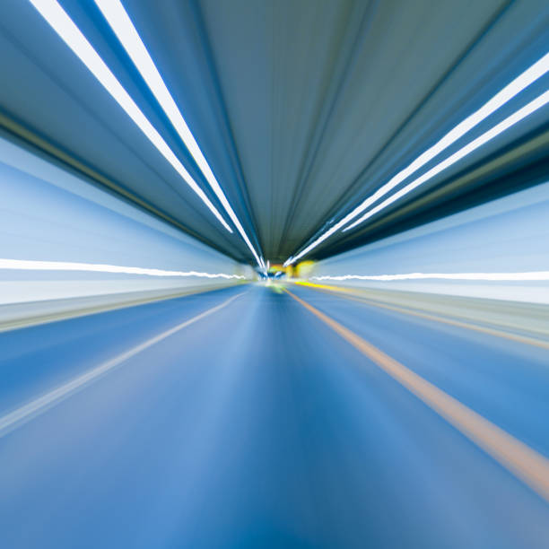 istock Tunnel speed of blue motion lights 1024569642