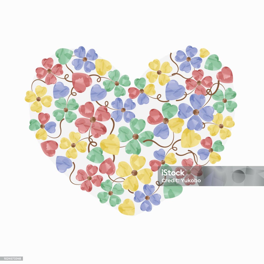 Illustration of a watercolor clover Illustration of a heart shaped watercolor clover. Celebration stock vector