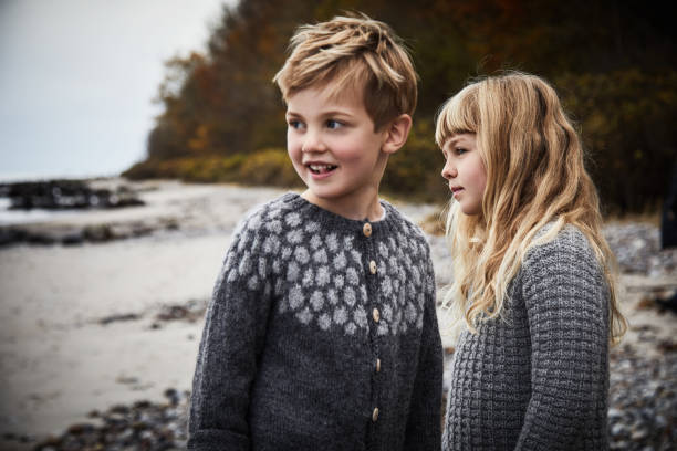 Siblings in knitwear