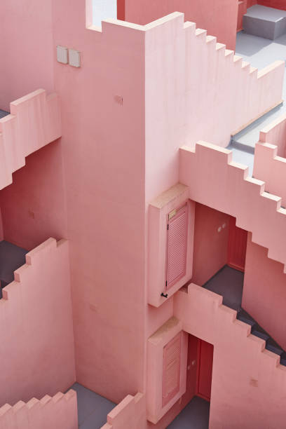 istock Geometric building design. The red wall, La manzanera. Calpe 1024598300