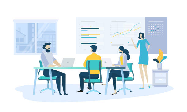 Vector illustration concept of business management software, statistics, trends and productivity, app development, data analysis. Creative flat design for web banner, marketing material, business presentation, online advertising. flowchart symbols programming stock illustrations