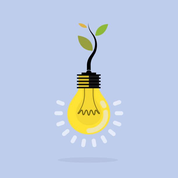 Plant growing inside the light bulb.Green eco energy concept.Tree of Knowledge concept. Education and business sign. Vector illustration vector art illustration