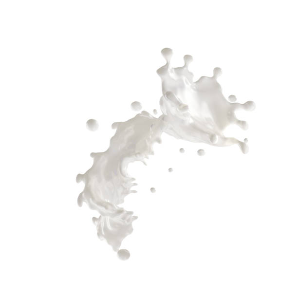 istock Milk splash with droplets isolated. 3D illustration 1024603718