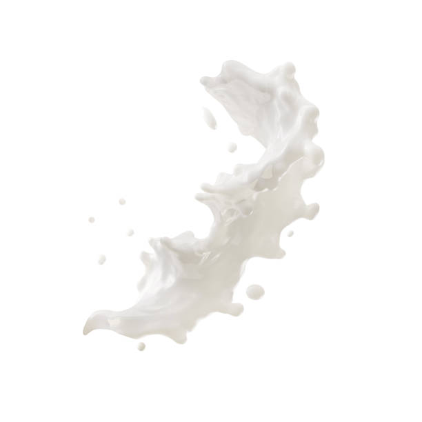 istock Milk splash with droplets isolated. 3D illustration 1024603722