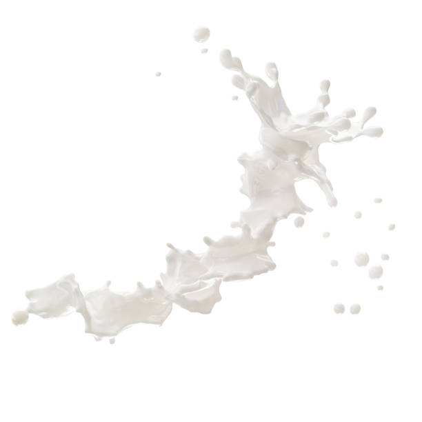 istock Milk splash with droplets isolated. 3D illustration 1024603738