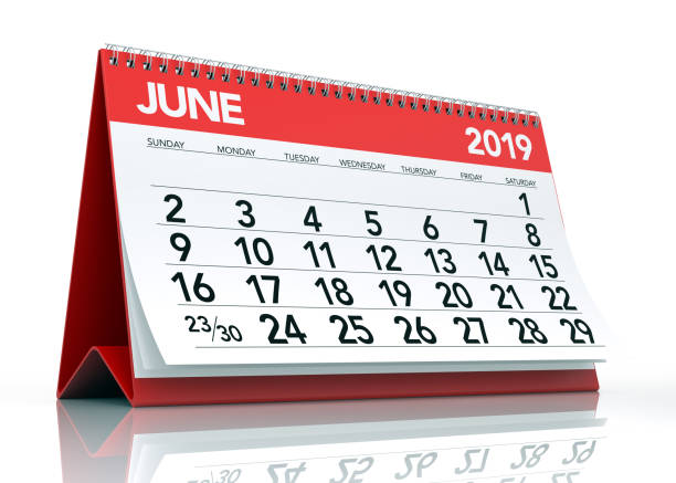 June 2019 Calendar June 2019 Calendar. Isolated on White Background. 3D Illustration june file stock pictures, royalty-free photos & images