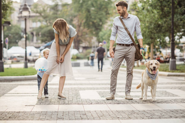 istock Family walking dog 1024612350