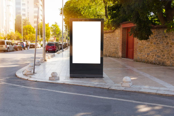 istock Blank mock up of vertical with copy space area for your text message or promotional content next to road 1024612420