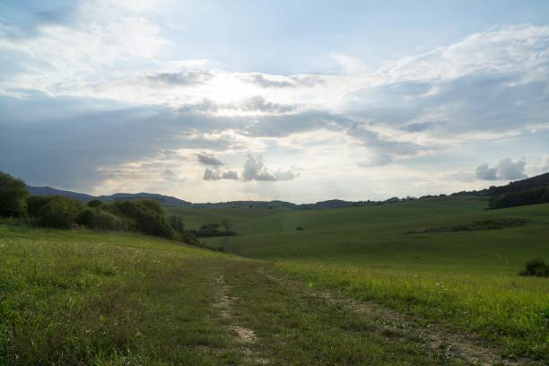 istock Sunrise and sunset over the hills and town. 1024621054