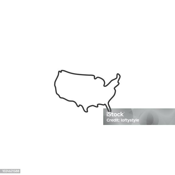 Usa Map Vector Thin Line Icon Stock Illustration - Download Image Now - Map, USA, Abstract