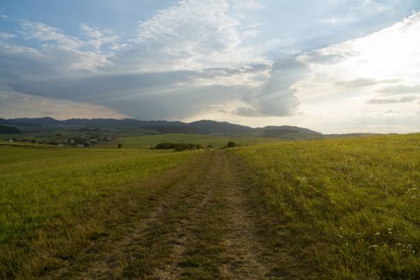 istock Sunrise and sunset over the hills and town. 1024626090