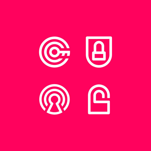 vektor-illustration sicherheit security icon logo - keyhole stock-grafiken, -clipart, -cartoons und -symbole