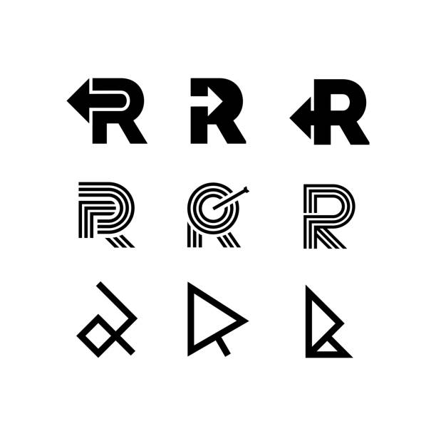 Vector Logo Letter R Arrow Modern Vector Logo Letter R. R Letter Design Vector Arrow letter r stock illustrations