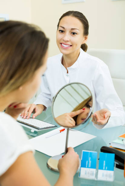 istock Smiling female visitor listening  beautician 1024652170