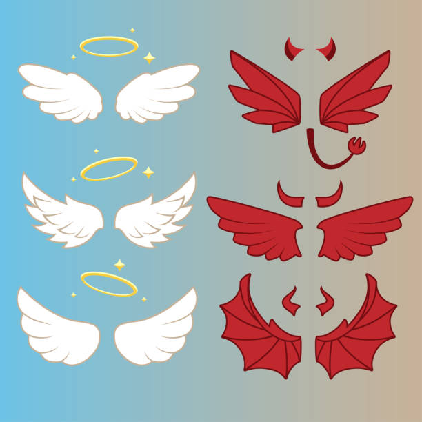 천사와 악마 날개 - animal limb stock illustrations