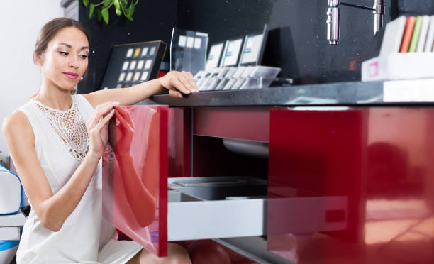 istock Adult woman looking at modern kitchen 1024654006