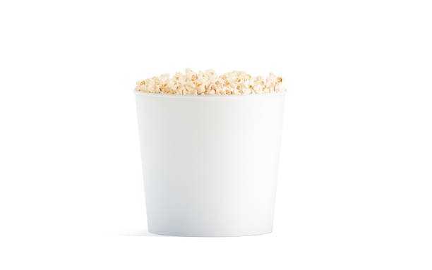 Blank white popcorn bucket mockup isolated, front view