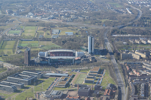 aerial shot of City centre with park foreground