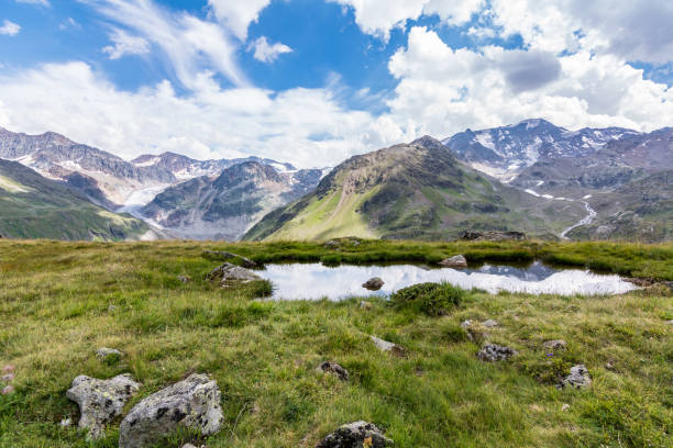 Mountain lake in Kaunertal in Tyrol stock photo