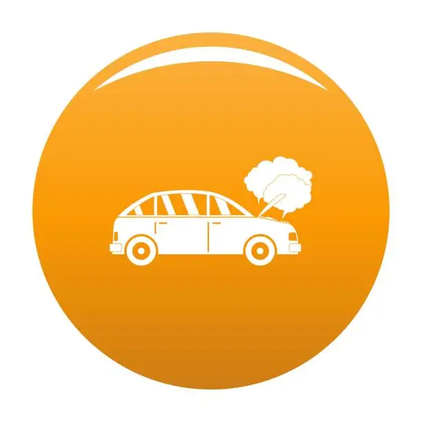 Vector illustration of Car in smoke icon vector orange