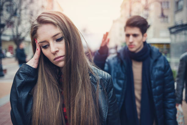 istock Young couple arguing on the street 1024687218