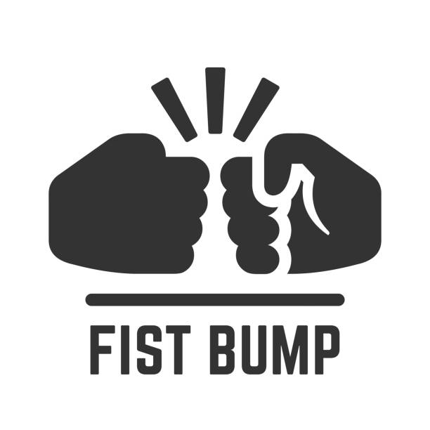 Vector fist bump simple flat icon of two fight hand or together punch for business team, partnership and dispute illustration. vector art illustration